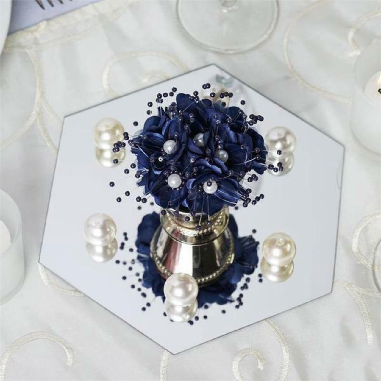 8" wide HEXAGON MIRRORS Party Wedding Centerpieces Wall Table